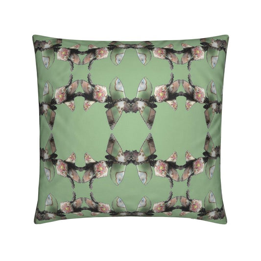 'Blossoms' - Trellis Square Cushion in Mint Green