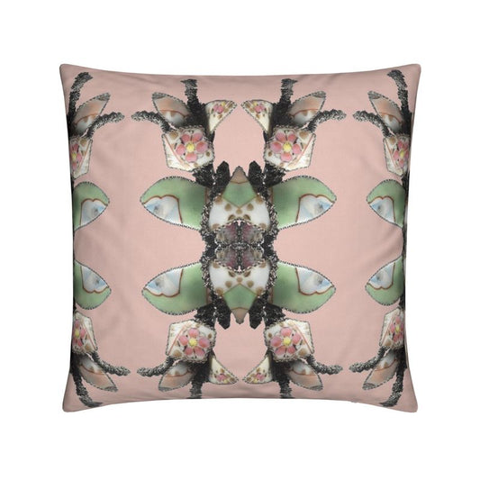 'Blossoms' - Trellis Square Cushion in Powder Pink