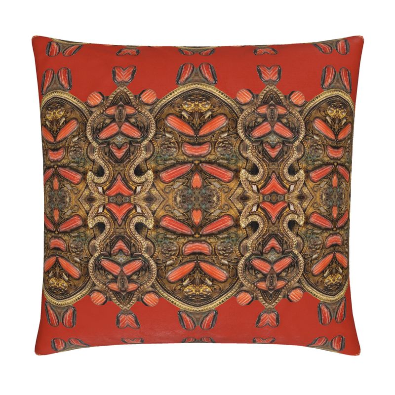 Coral Red Saframpoli Cushion Cover