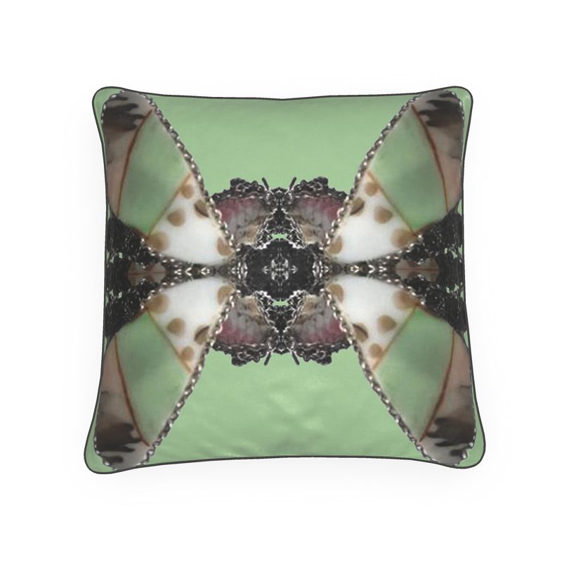 'Blossoms' - Kaleidoscope Square Cushion in Mint Green