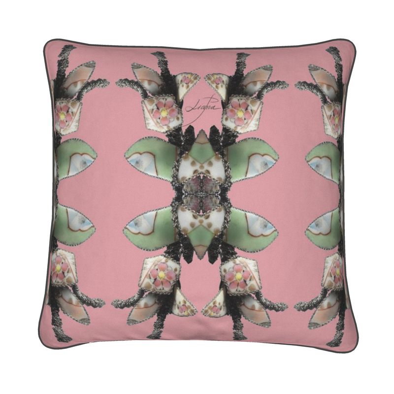 'Blossoms' - Trellis Square Cushion in Candy Pink