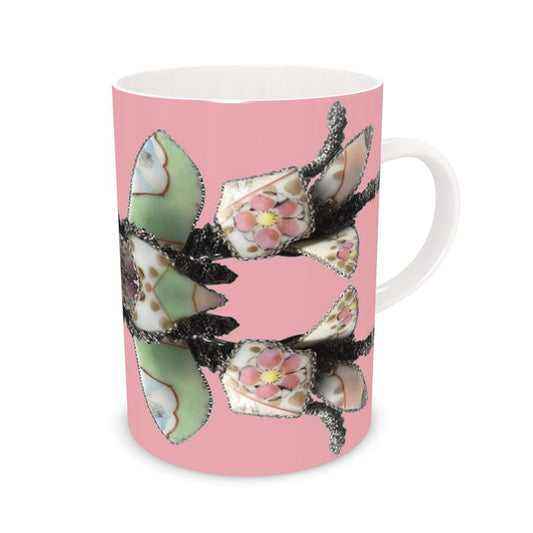'Blossoms' - Bone China Mug in Candy Pink
