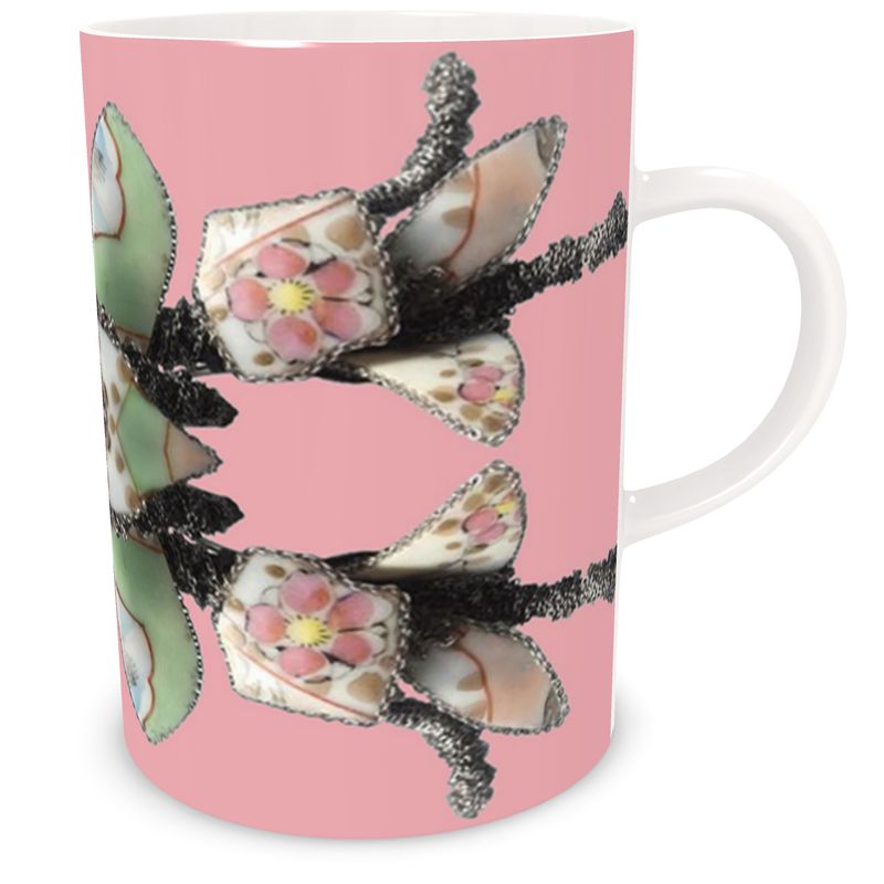 'Blossoms' - Bone China Mug in Candy Pink
