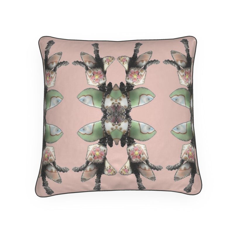 'Blossoms' - Trellis Square Cushion in Powder Pink
