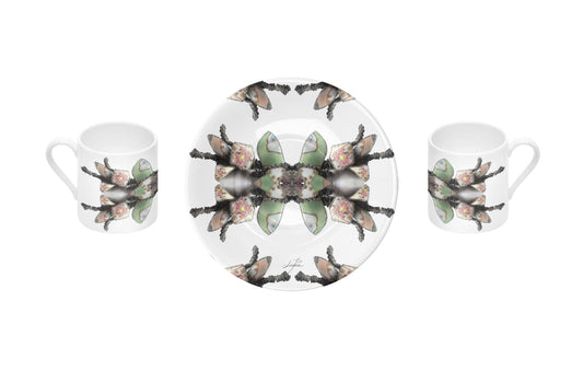 'Blossoms' - Small Espresso Cup and Saucer in White