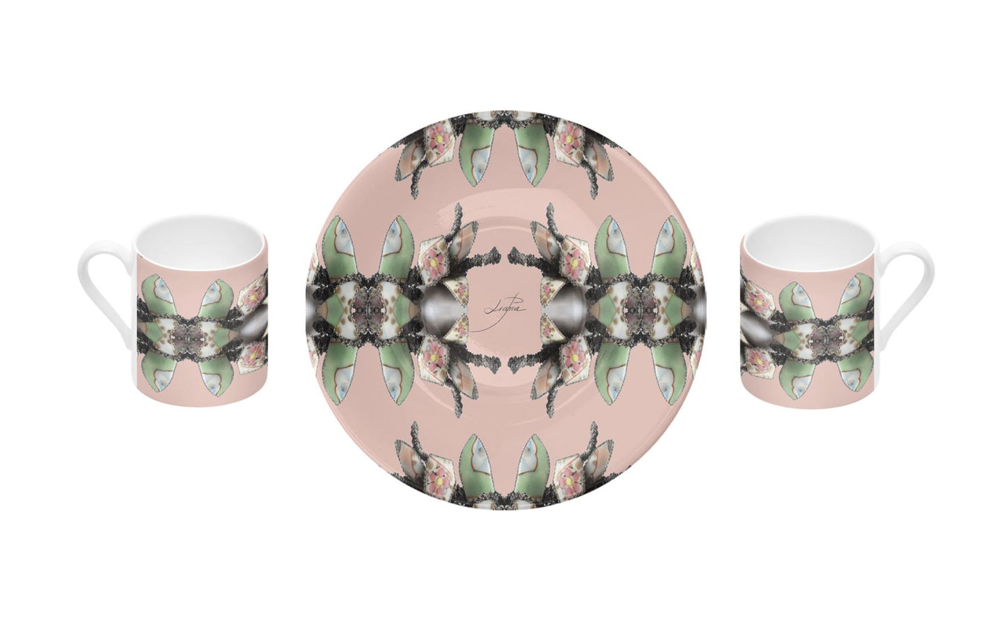 'Blossoms' - Small Espresso Cup and Saucer in Powder Pink